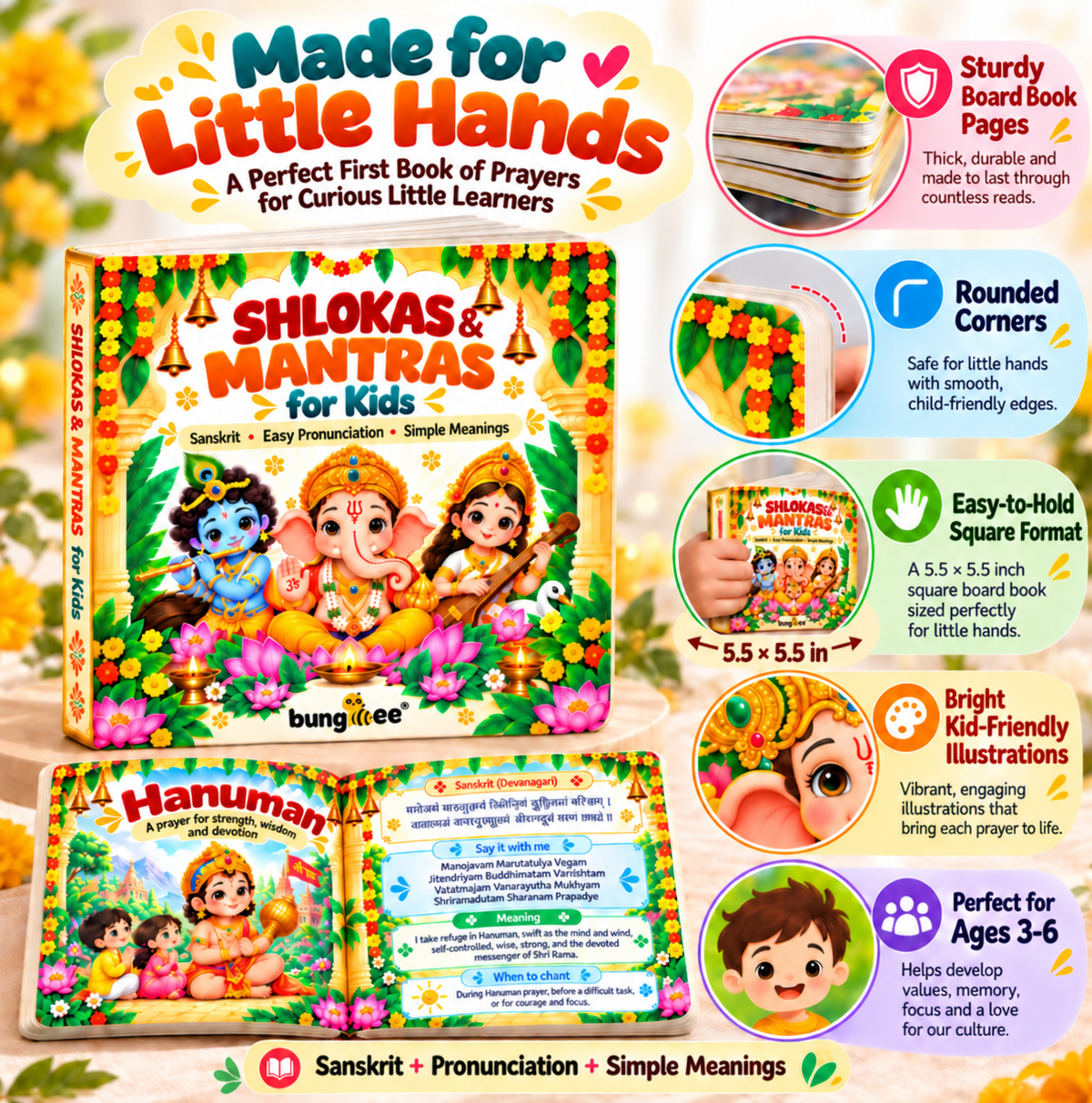 Bungbee My First Shlokas and Mantras Book for Kids | Sanskrit Prayer & Spiritual Learning Book for Children