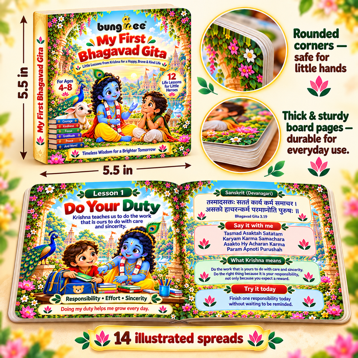 Bungbee My First Bhagawad Gita Hindu Religious Book for Children Spiritual Learning Book Easy Reading