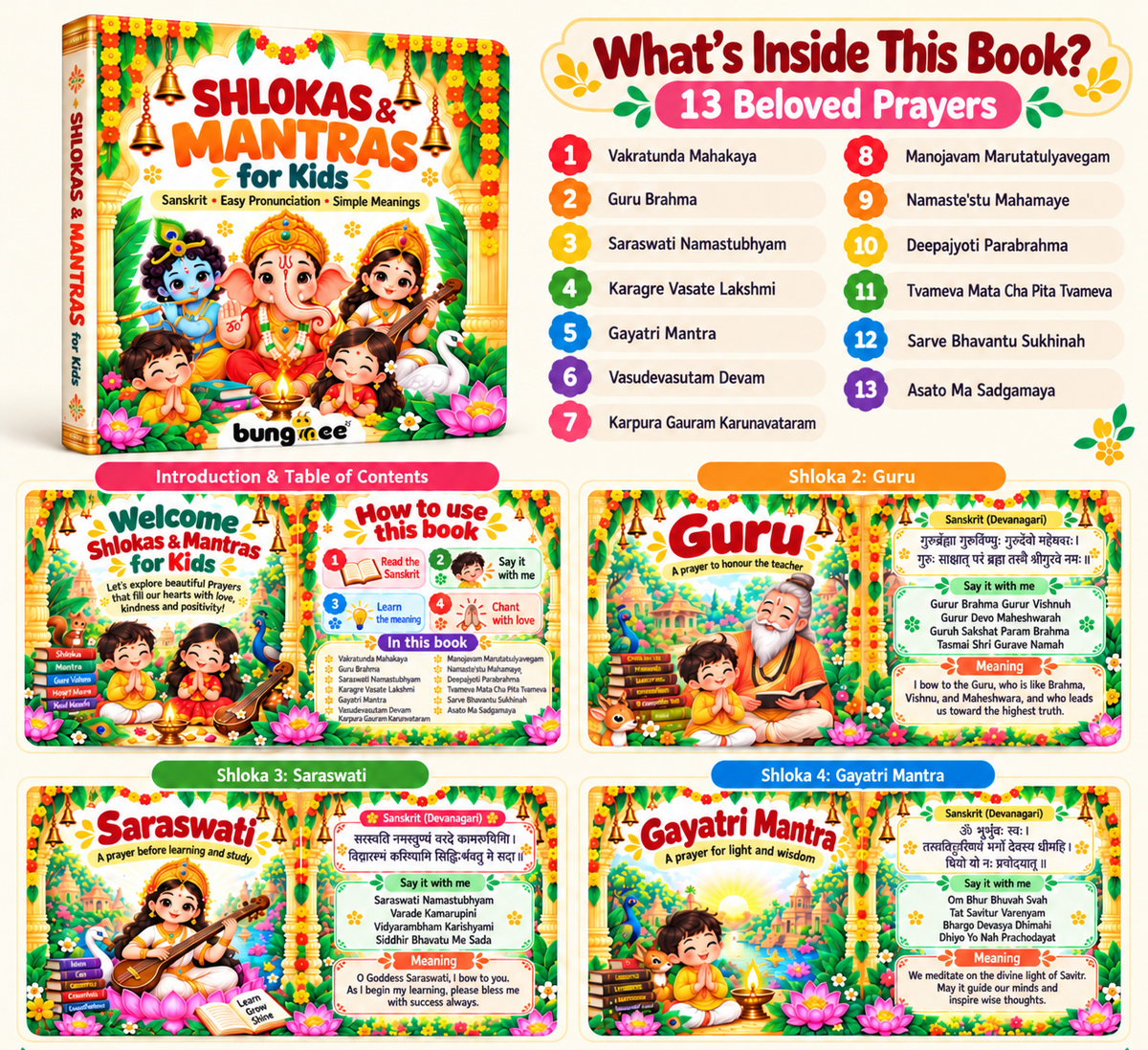 Bungbee My First Shlokas and Mantras Book for Kids | Sanskrit Prayer & Spiritual Learning Book for Children