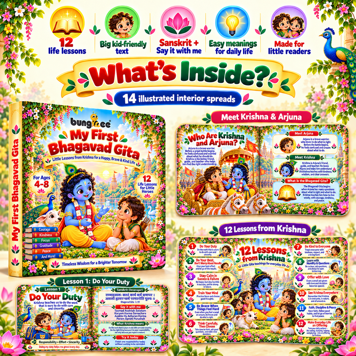 Bungbee My First Bhagawad Gita Hindu Religious Book for Children Spiritual Learning Book Easy Reading