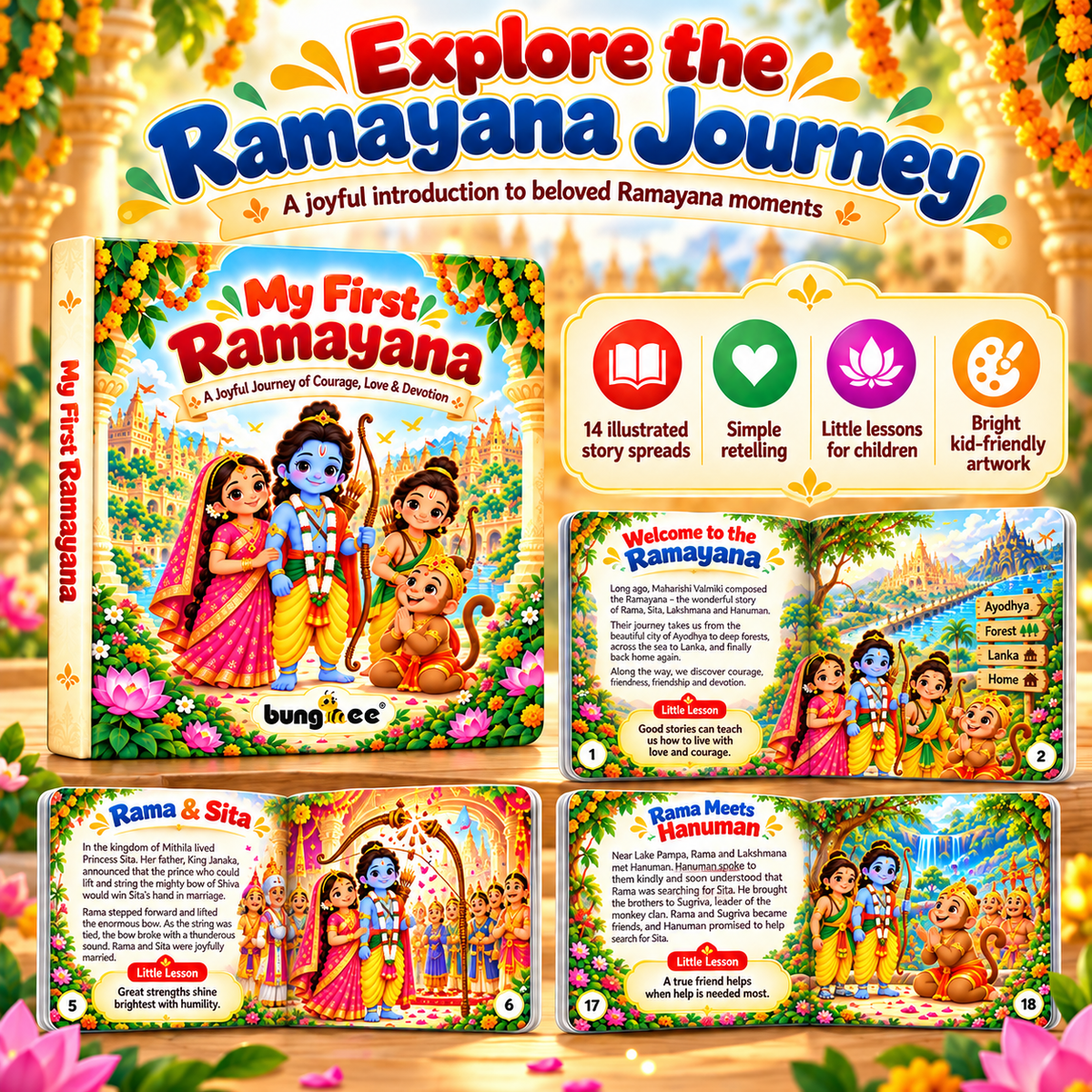 Bungbee My First Ramayana Book for Kids | English Traditional Story Book for Children