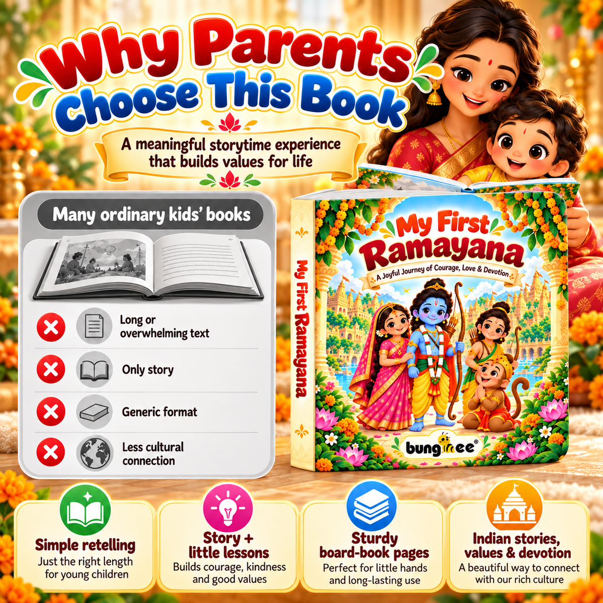 Bungbee My First Ramayana Book for Kids | English Traditional Story Book for Children