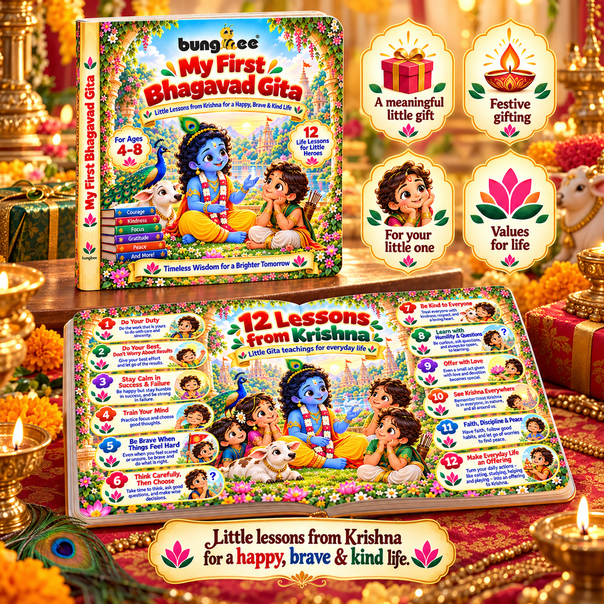 Bungbee My First Bhagawad Gita Hindu Religious Book for Children Spiritual Learning Book Easy Reading