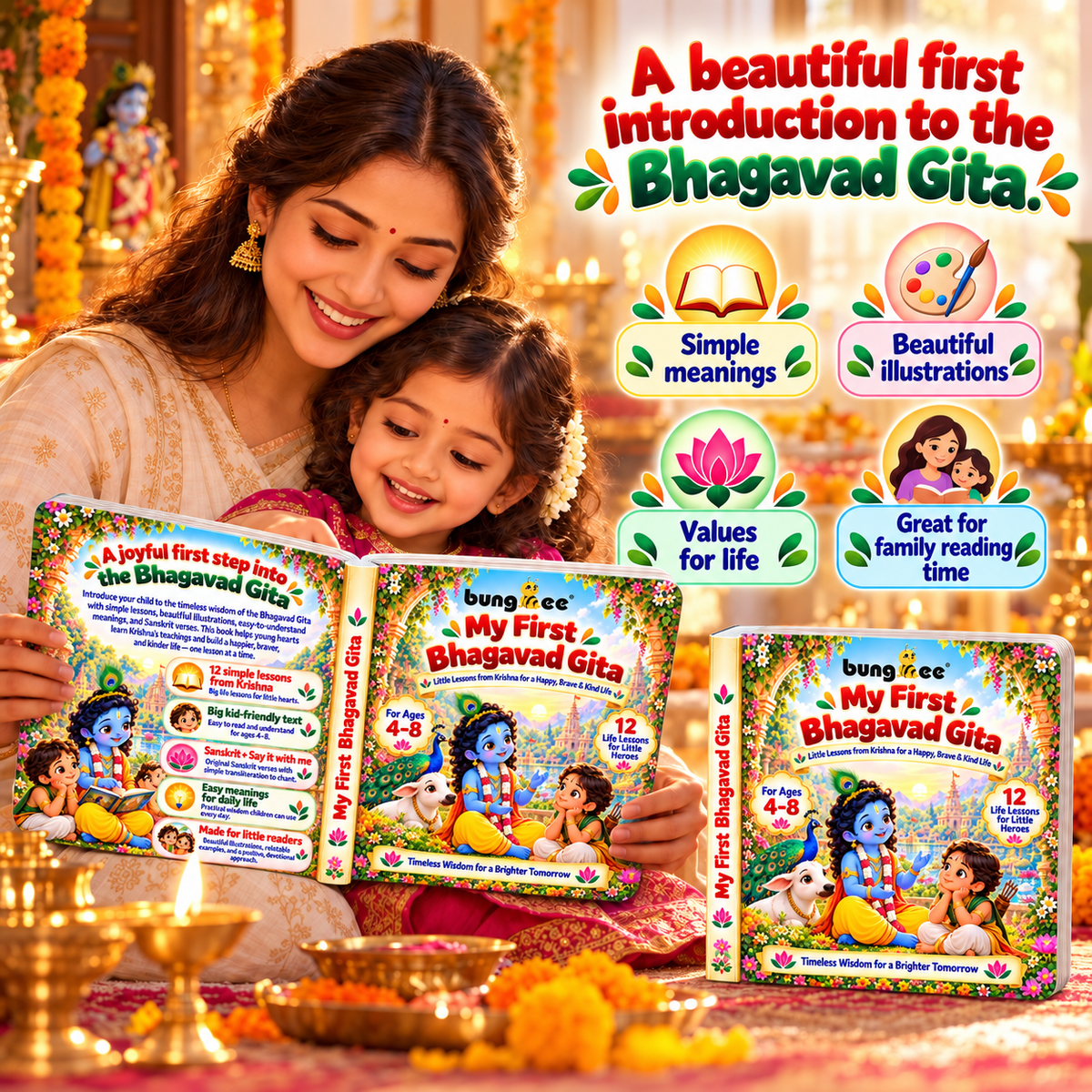 Bungbee My First Bhagawad Gita Hindu Religious Book for Children Spiritual Learning Book Easy Reading