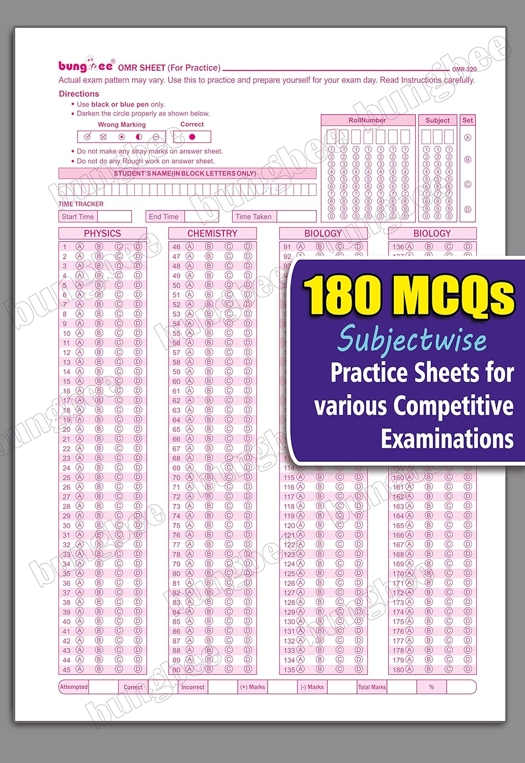180 MCQs | Subject Wise Sections