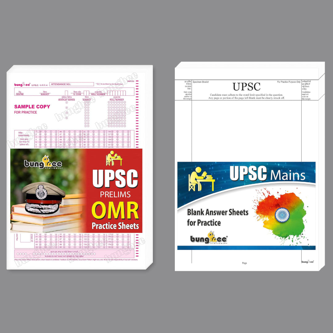 UPSC Prelims OMR practice sheets and UPSC Mains blank answer sheets designed for exam preparation and practice.
