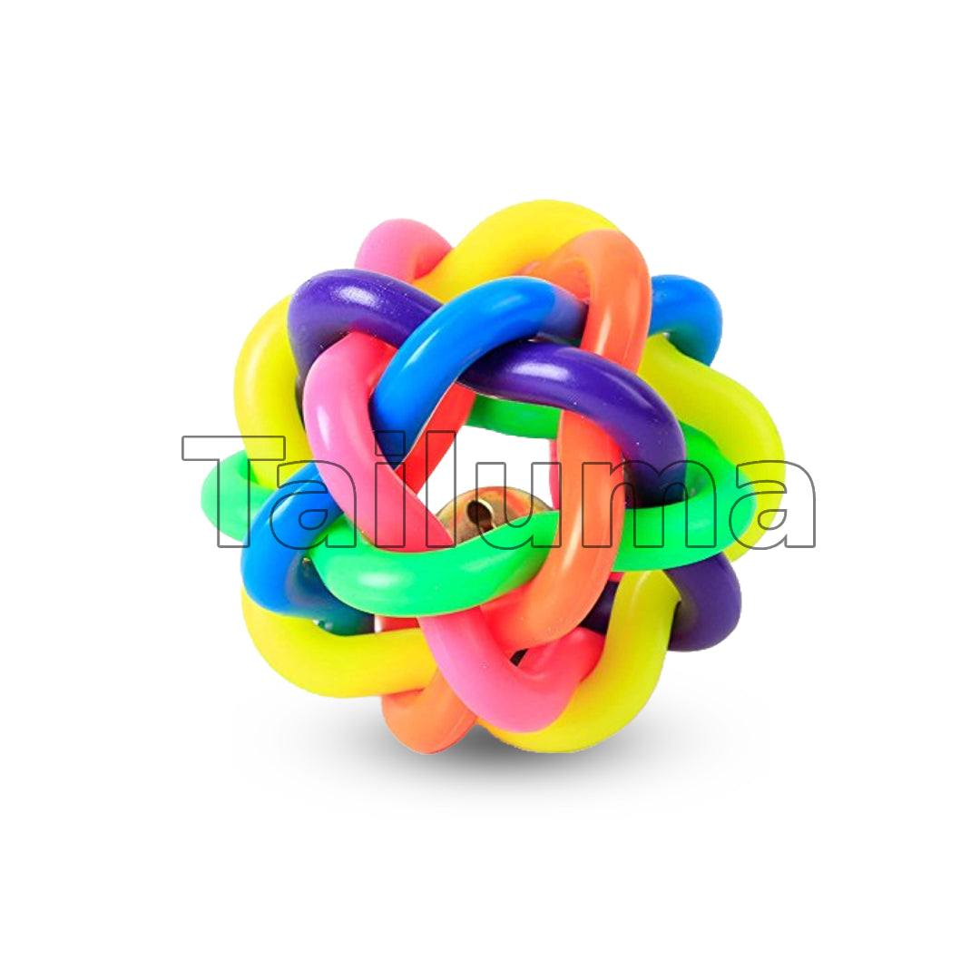 Interactive colorful rubber knot dog chew ball toy 