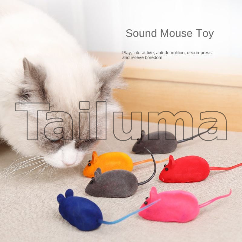 cat playing with colorful sound mouse toys designed for interactive fun and entertainment.