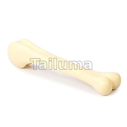 nylone bone-shaped dog chew toy in a light beige color.