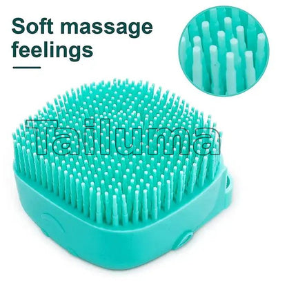 soft silicone bath brush with flexible bristles, designed to provide a gentle massage feeling.